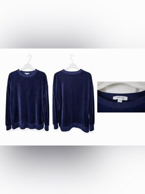Rystyle Navy Velour Long-Sleeve Crewneck Top